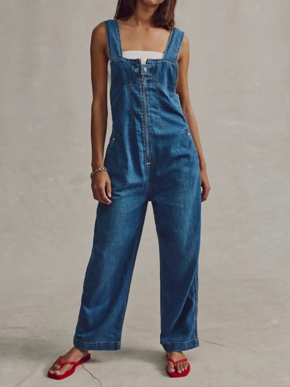 🆕 WE THE FREE JUDE 100% COTTON DENIM ONE PIECE OVERALLS JUMPSUIT - Picture 1 of 16